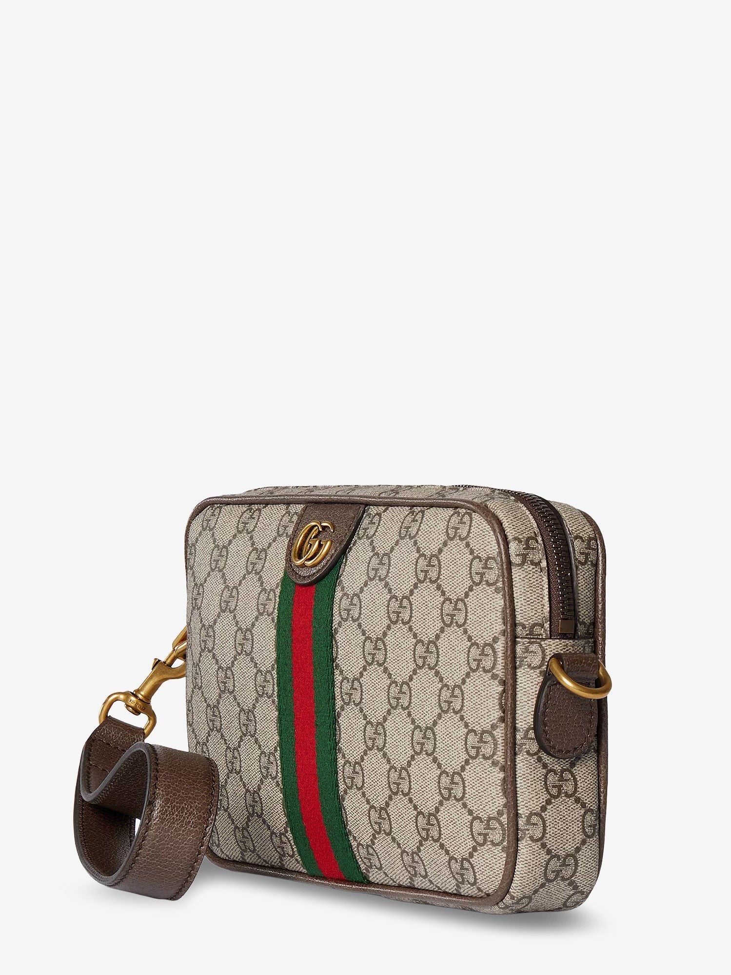 Gucci Men's Ophidia GG Supreme Fabric Crossbody Bag Beige