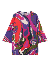 Pucci Women's Orchid Print Cape Blouse Multicolor