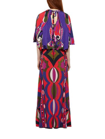 Pucci Women's Orchid Print Cape Blouse Multicolor