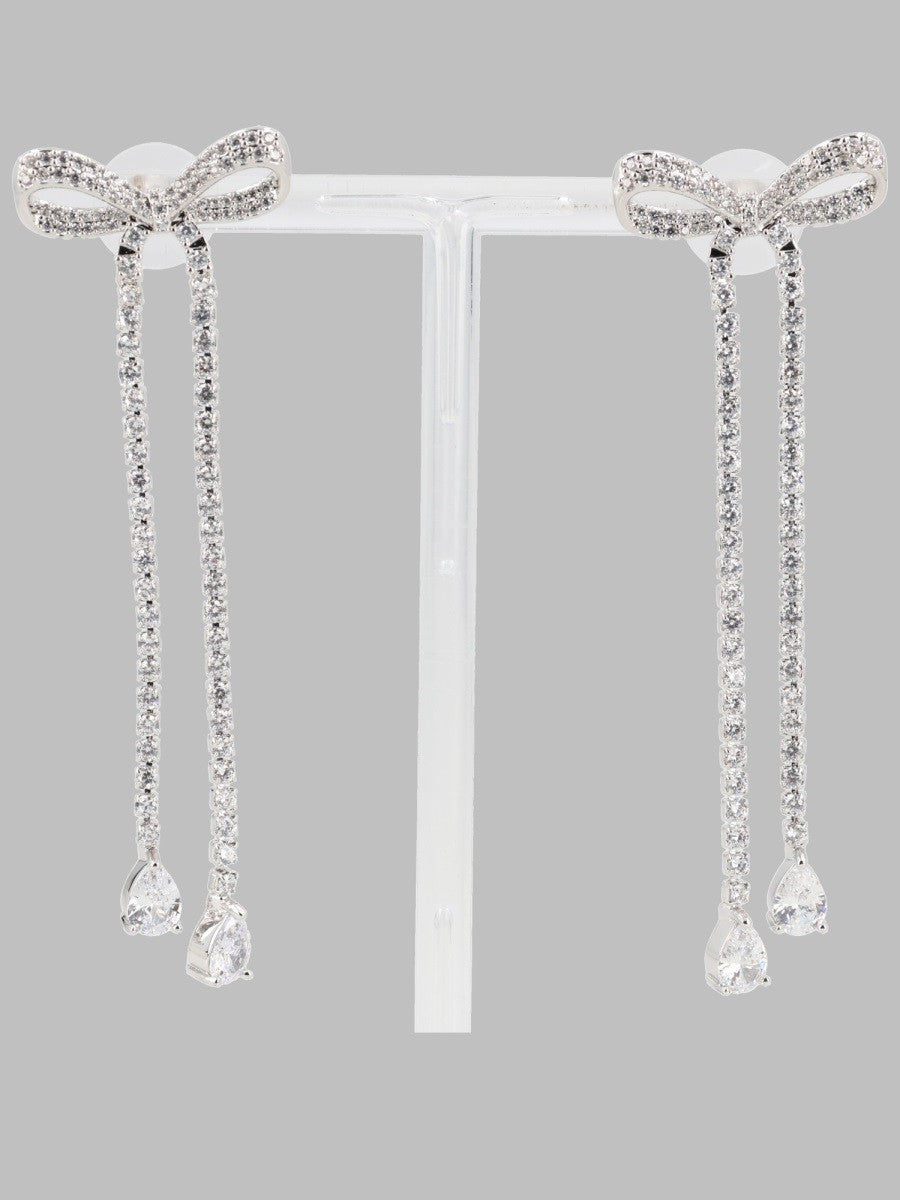 self-portrait Women's Orecchini Fiocco Pendenti Con Cristalli Silver