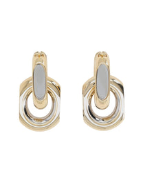 Saint Laurent Women's Orecchini Cassandre Doppio Anello in Metallo Gold