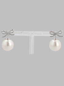 self-portrait Women's Orecchini Con Fiocco Di Cristallo Perla Silver