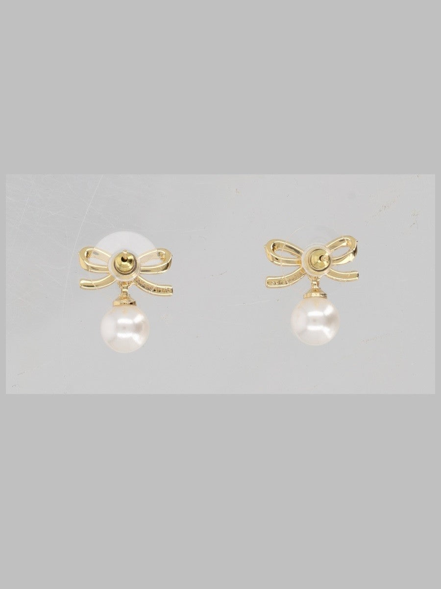 self-portrait Women's Orecchini Con Fiocco Di Cristallo Perla Gold