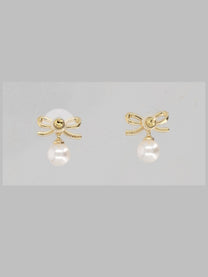 self-portrait Women's Orecchini Con Fiocco Di Cristallo Perla Gold