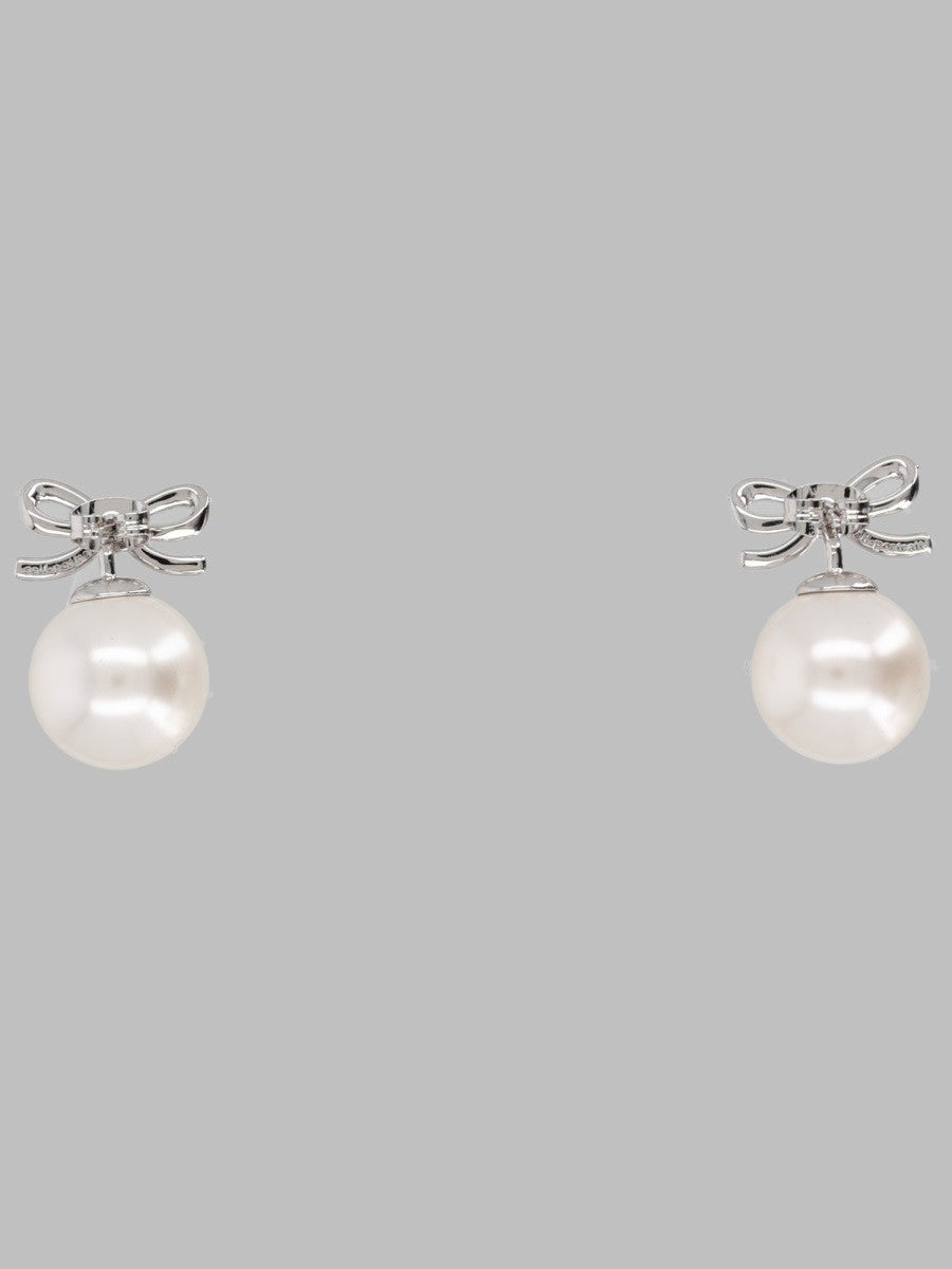 self-portrait Women's Orecchini Con Fiocco Di Cristallo Perla Silver