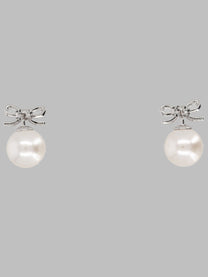 self-portrait Women's Orecchini Con Fiocco Di Cristallo Perla Silver