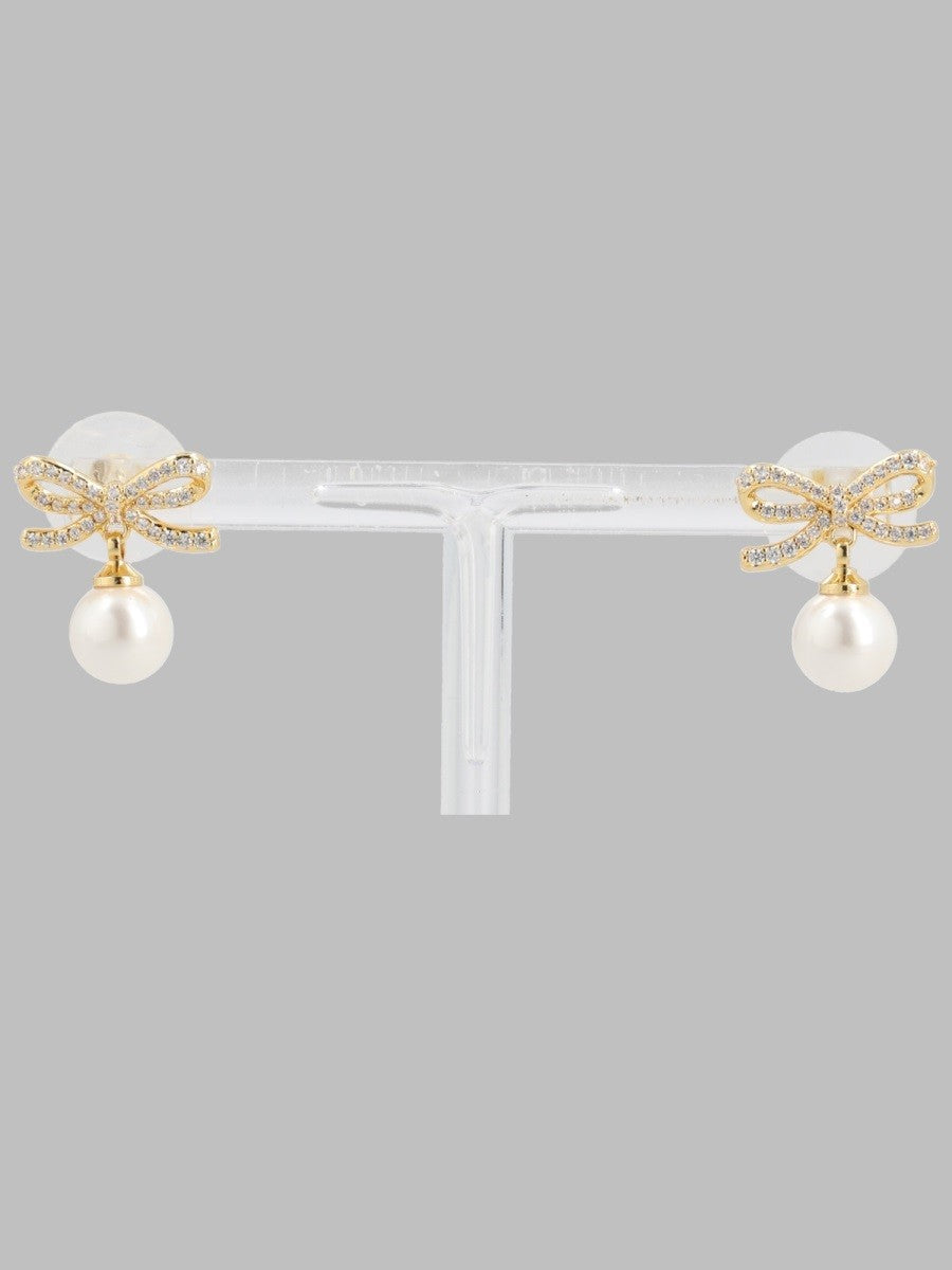 self-portrait Women's Orecchini Con Fiocco Di Cristallo Perla Gold