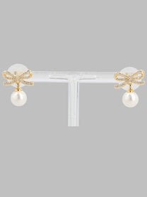 self-portrait Women's Orecchini Con Fiocco Di Cristallo Perla Gold