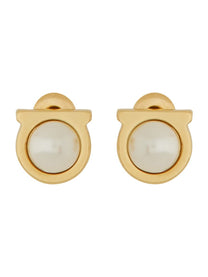 Ferragamo Women's Orecchini Gancini Con Perla Gold