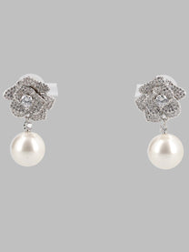 self-portrait Women's Orecchini Mini Con Perla Cristalli Silver