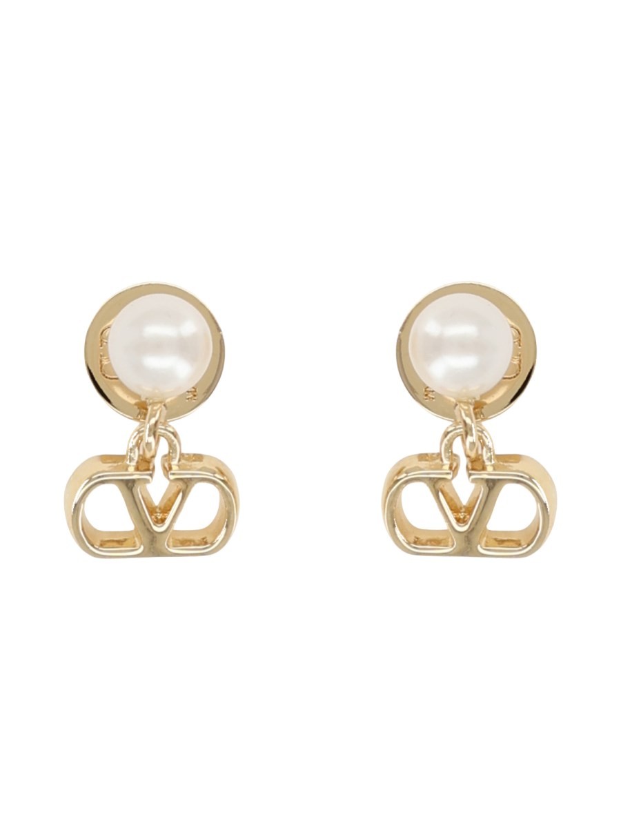 Valentino Women's Orecchini Vlogo Signature Con Perla Gold