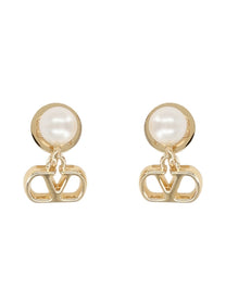 Valentino Women's Orecchini Vlogo Signature Con Perla Gold