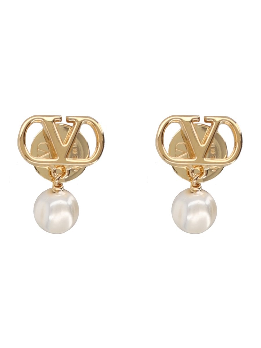 Valentino Women's Orecchini Vlogo Signature Con Perla Gold