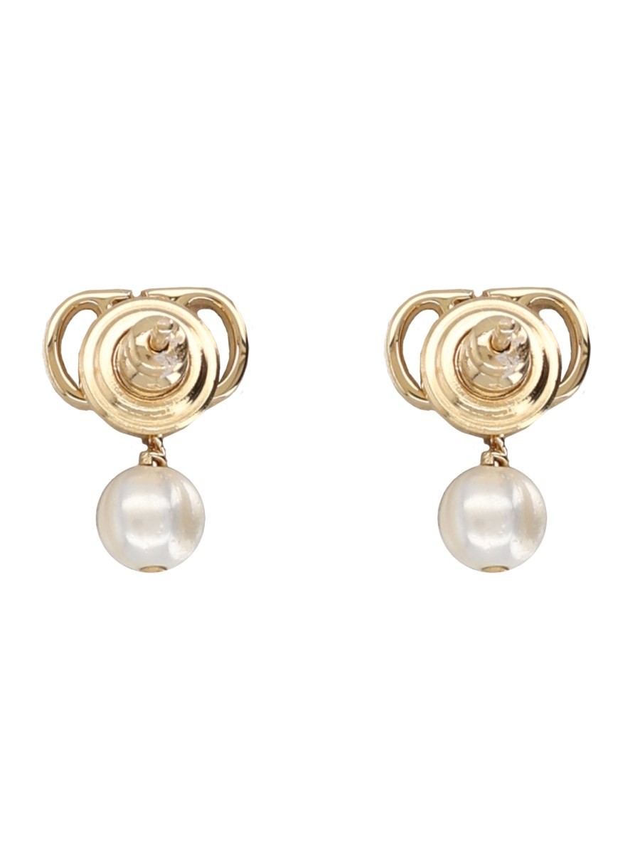 Valentino Women's Orecchini Vlogo Signature Con Perla Gold