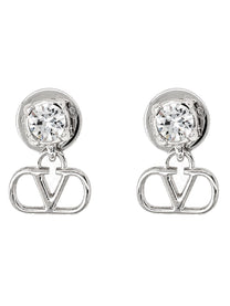 Valentino Women's Orecchini Vlogo Signature Con Strass Silver
