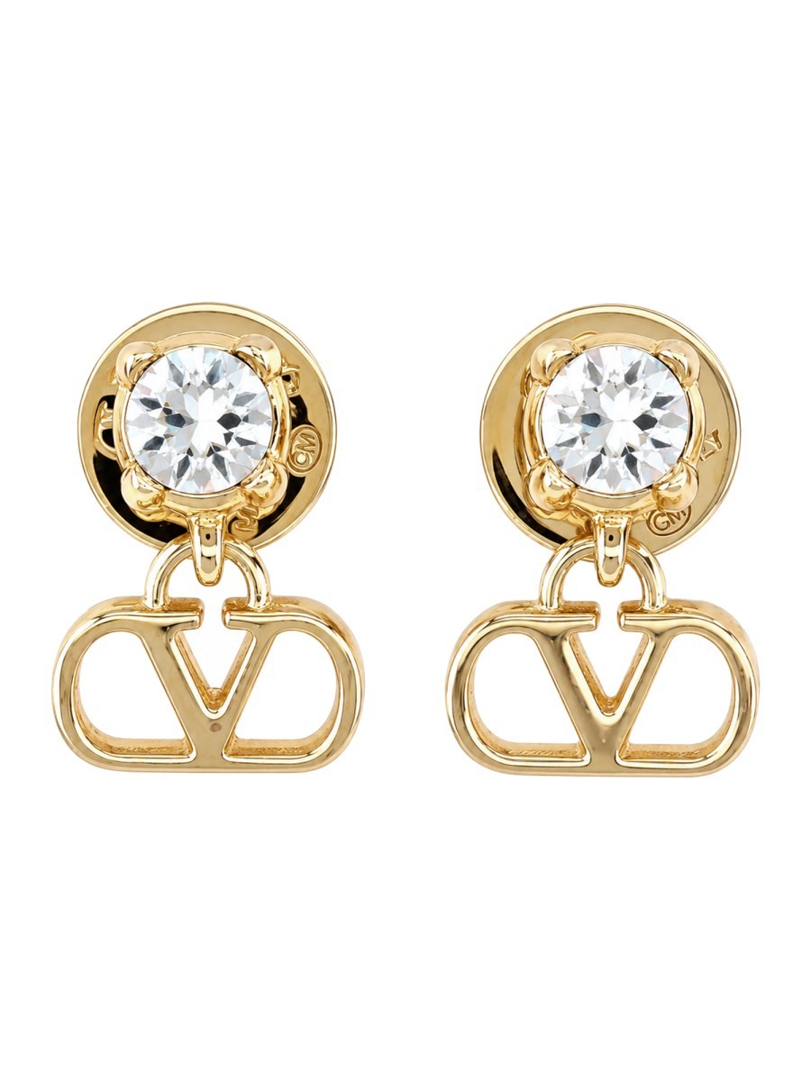 Valentino Women's Orecchini Vlogo Signature Con Strass Gold
