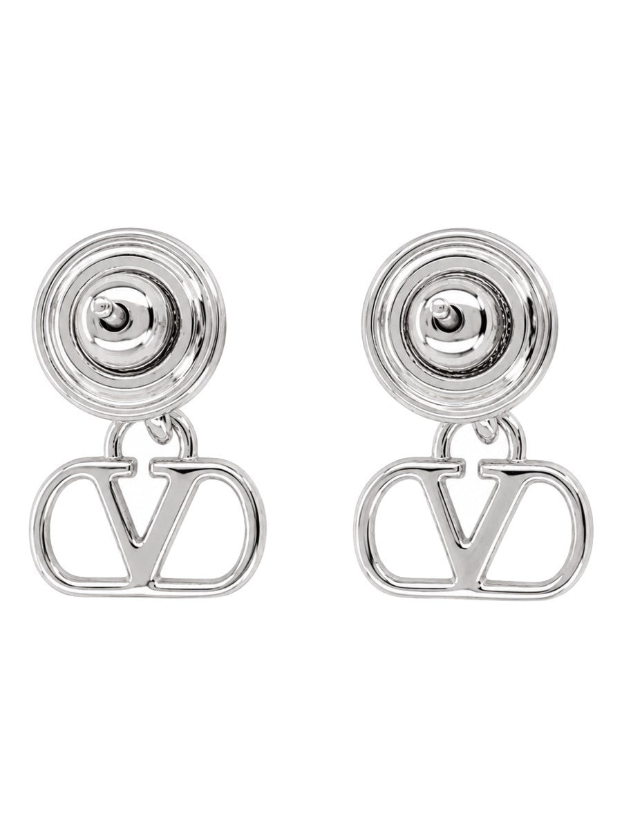 Valentino Women's Orecchini Vlogo Signature Con Strass Silver
