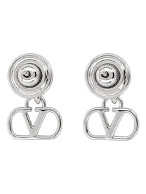 Valentino Women's Orecchini Vlogo Signature Con Strass Silver