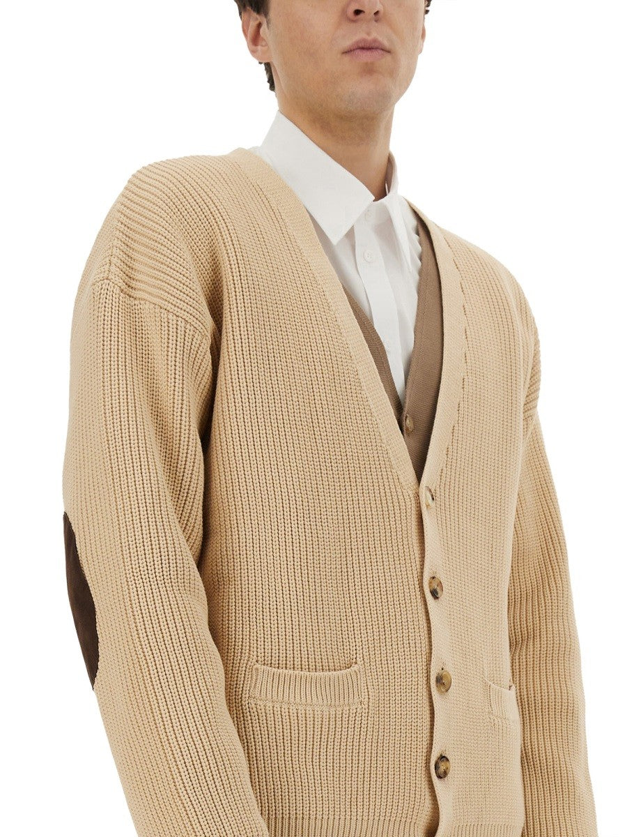 Moschino Men's Organic Cotton Blend Cardigan Beige
