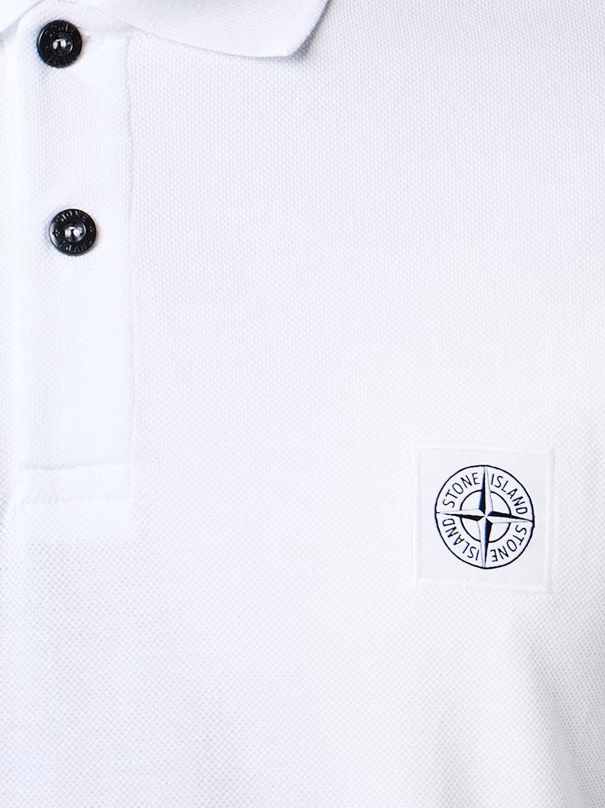 Stone Island Men's Organic Cotton Polo Shirt White, view 3