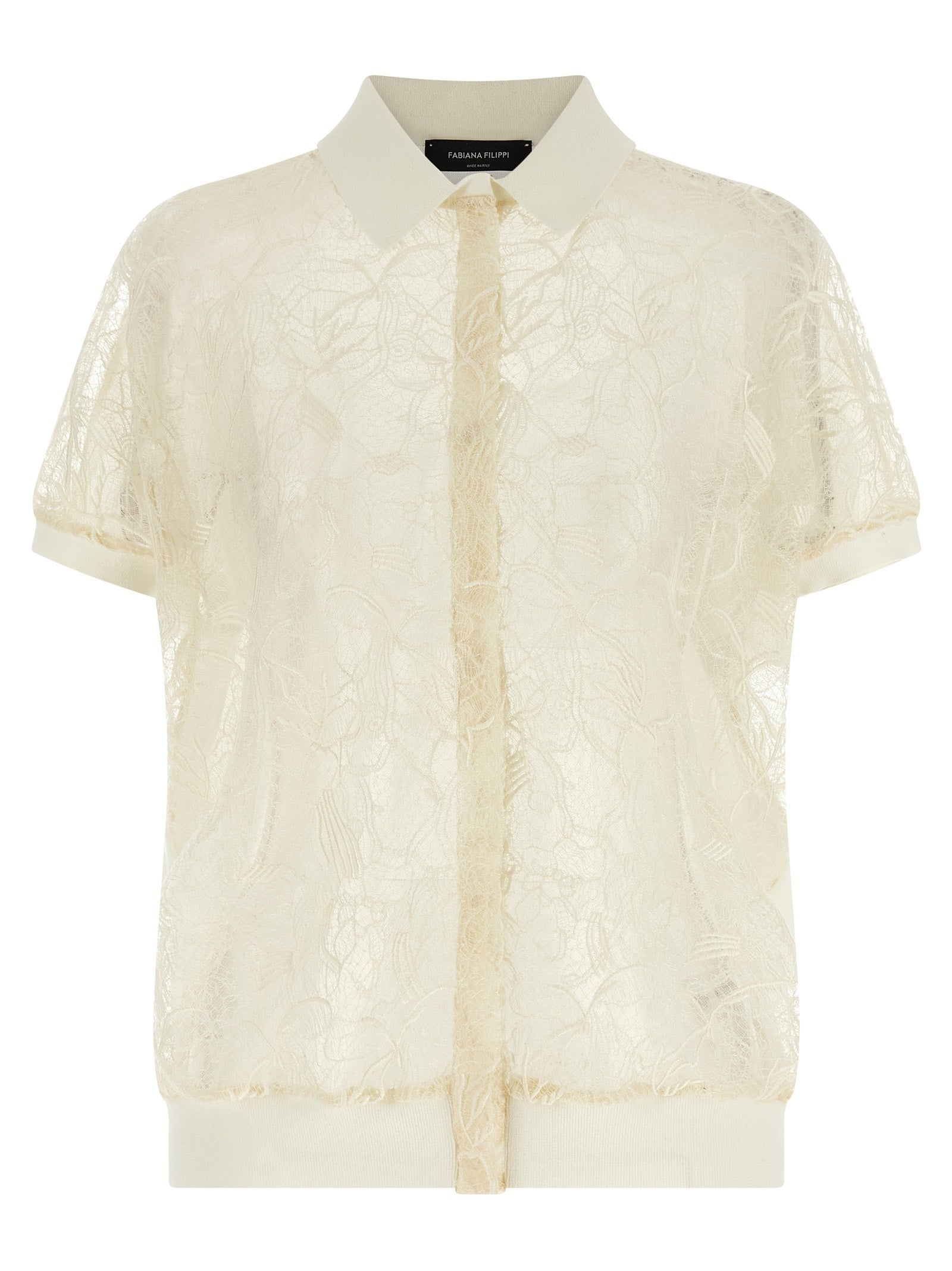 Fabiana Filippi Organza Lace Cardigan Beige