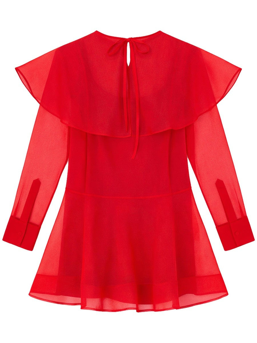 Ganni Women's Organza Mini Dress Red