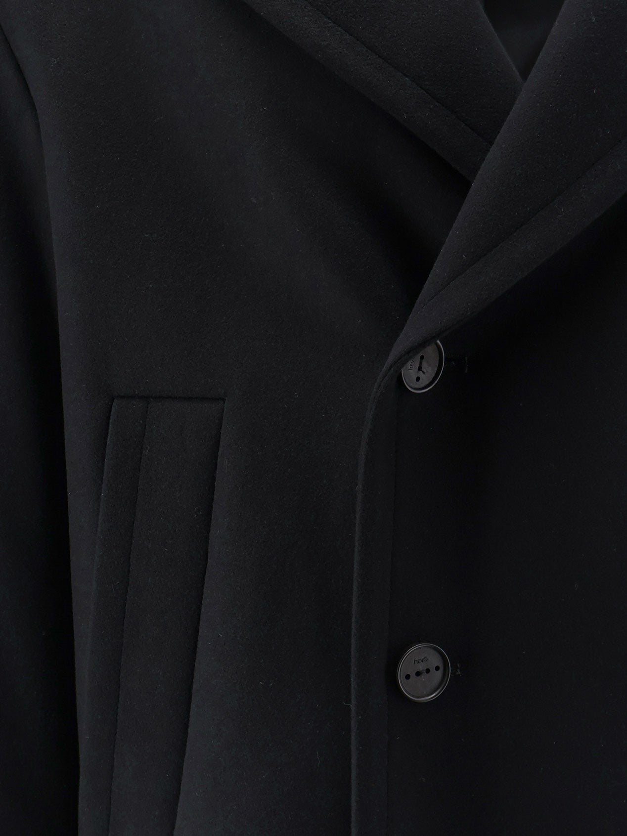 Hevò Men's Orno Virgin Wool Blend Coat Black