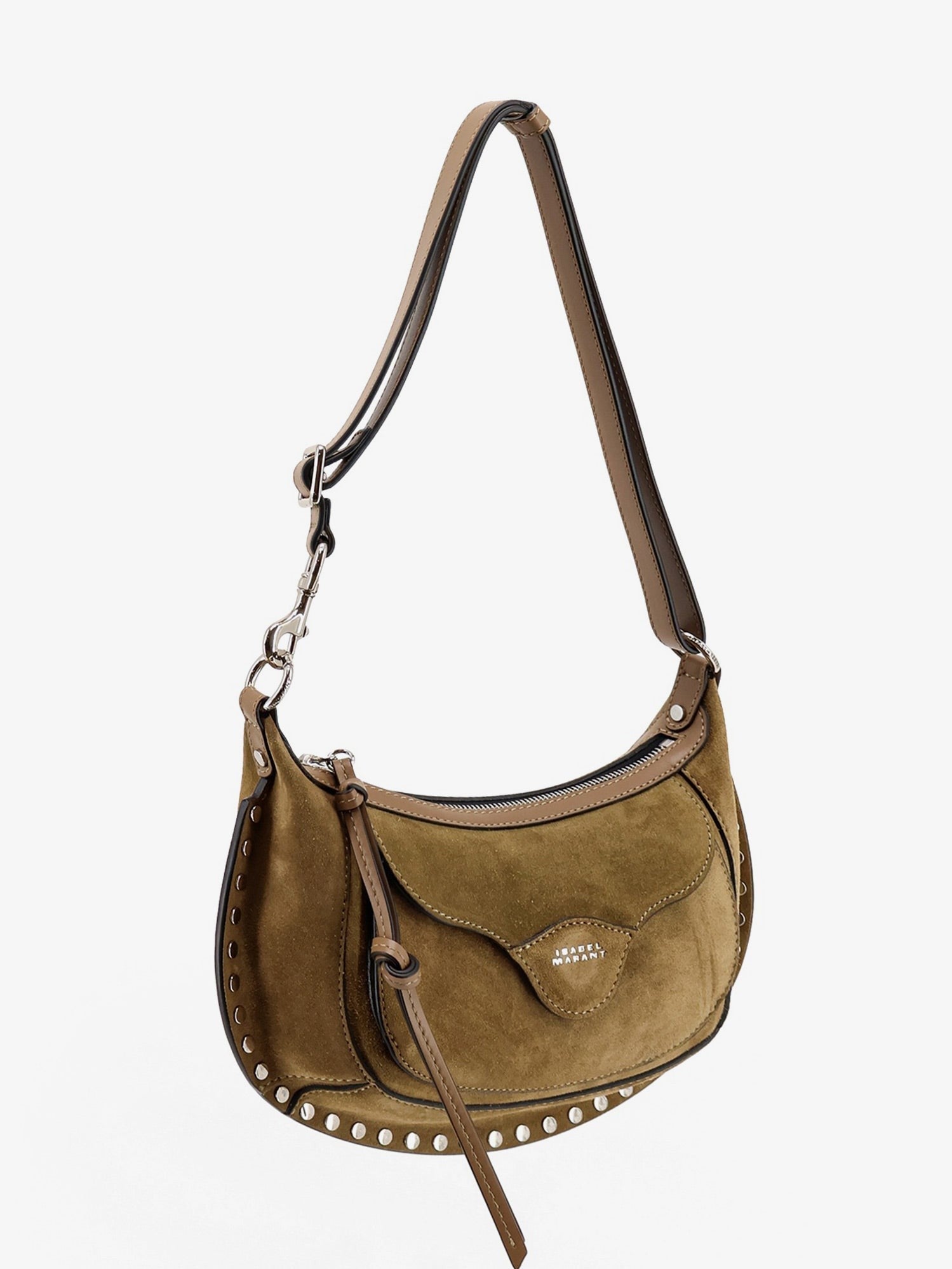 ISABEL MARANT Women's Oskan Moon Suede Shoulder Bag Beige