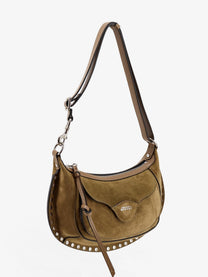ISABEL MARANT Women's Oskan Moon Suede Shoulder Bag Beige