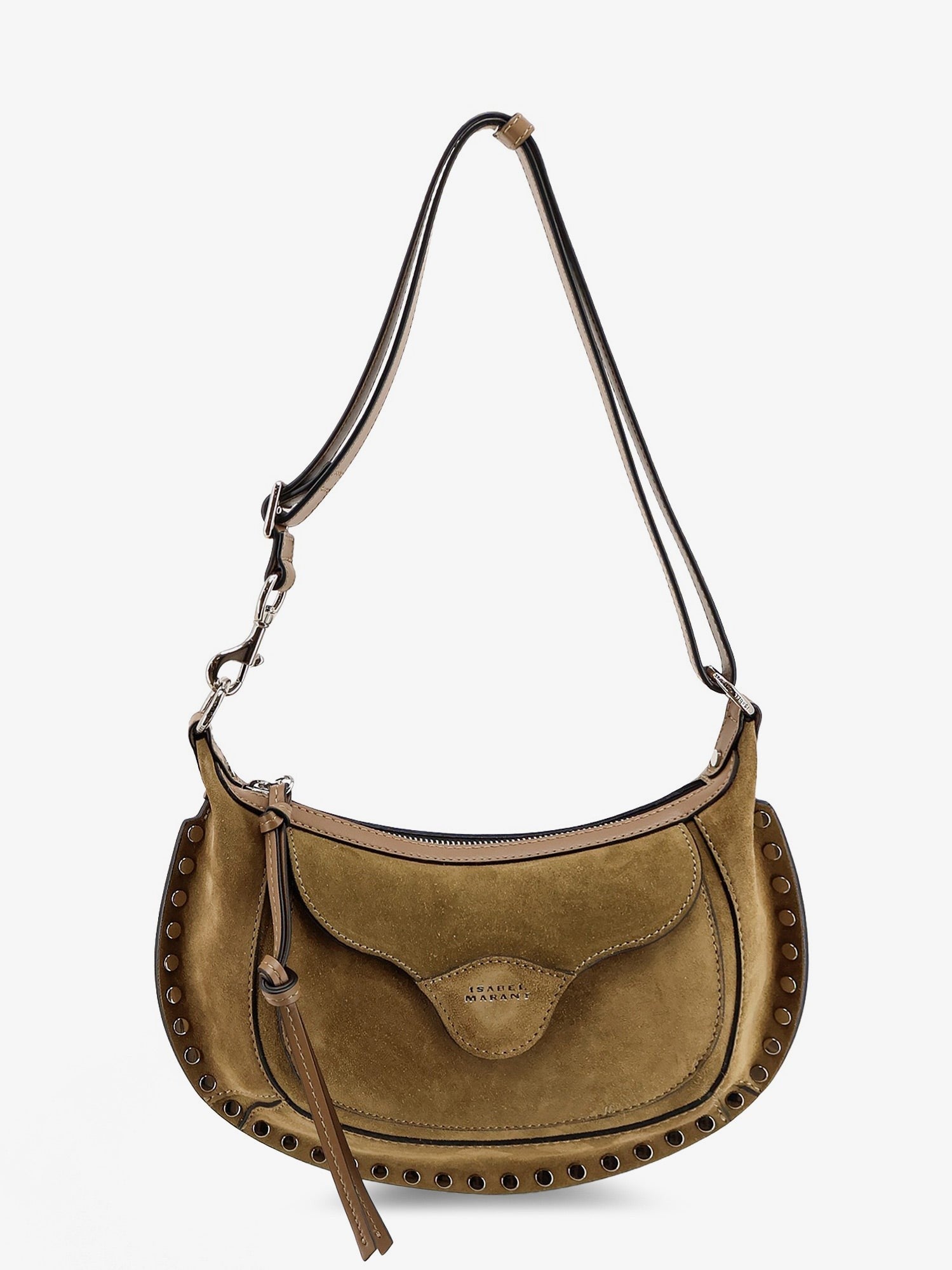 ISABEL MARANT Women's Oskan Moon Suede Shoulder Bag Beige