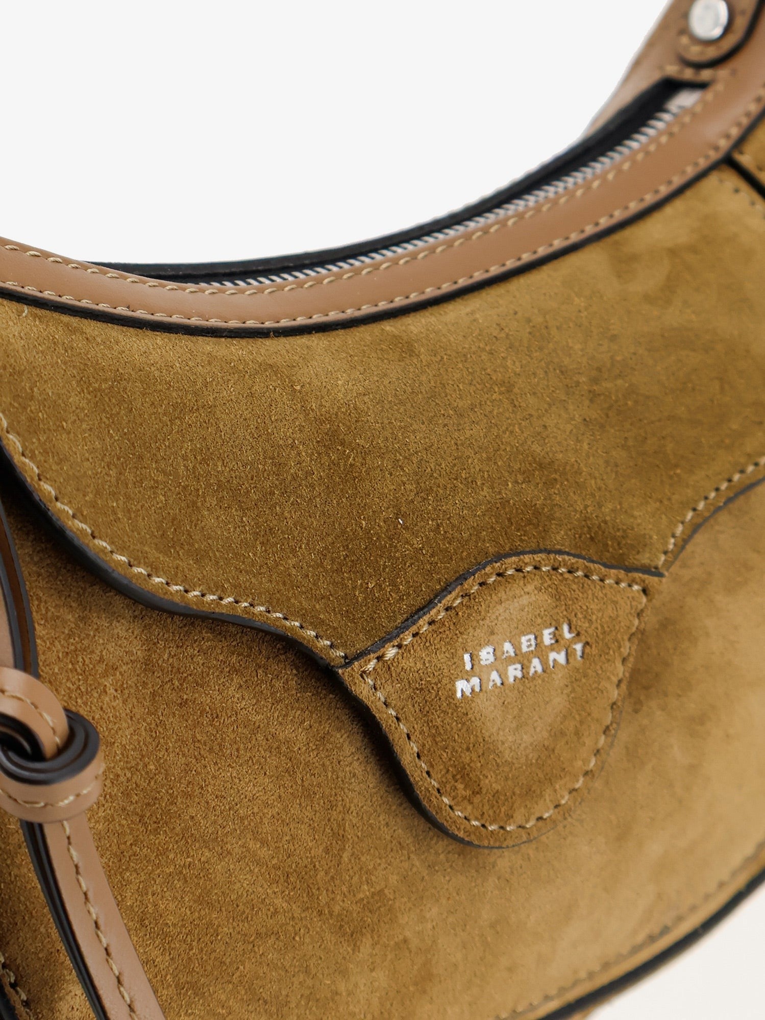 ISABEL MARANT Women's Oskan Moon Suede Shoulder Bag Beige