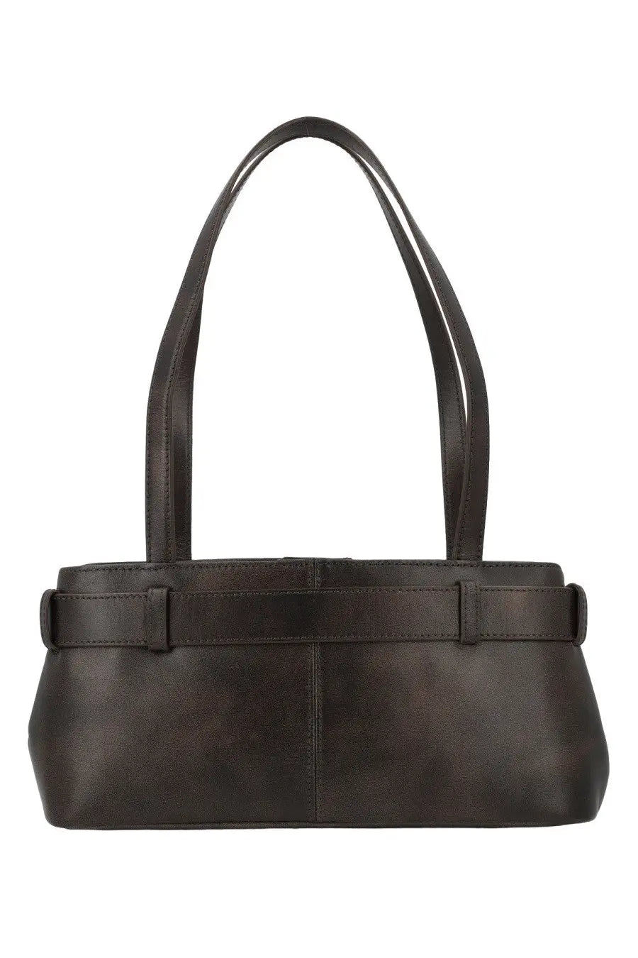 Osoi women’s borsa brocle mini brown dark brown leather handbag with structured rectangular body and matching shoulder straps