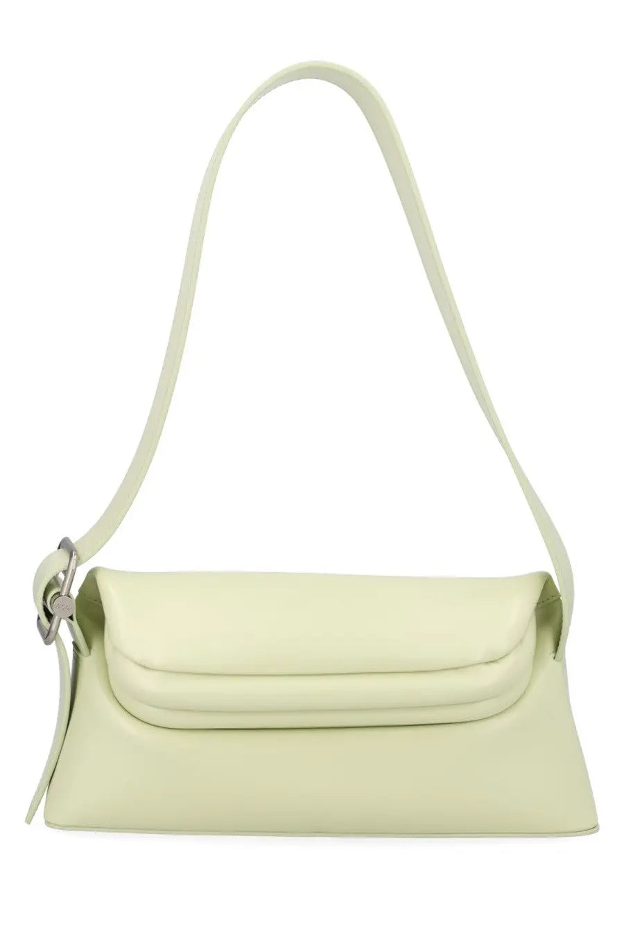 Osoi women’s borsa folder brot green sleek pale green leather shoulder bag with minimalist design and slender strap