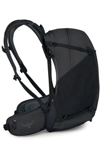 Black osprey unisex zaino hikelite backpack with sleek modern design and mesh ventilation panels visible from the back side