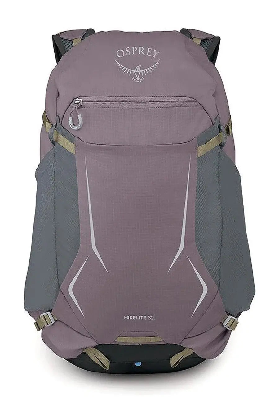 Purple and gray osprey unisex hikelite 32 backpack with white accent stitching in durable lightweight fabric