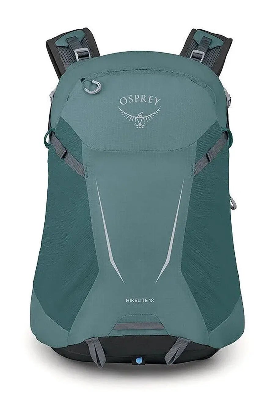 Teal osprey unisex hikelite 18 backpack with gray accents and subtle white logo for outdoor hiking use