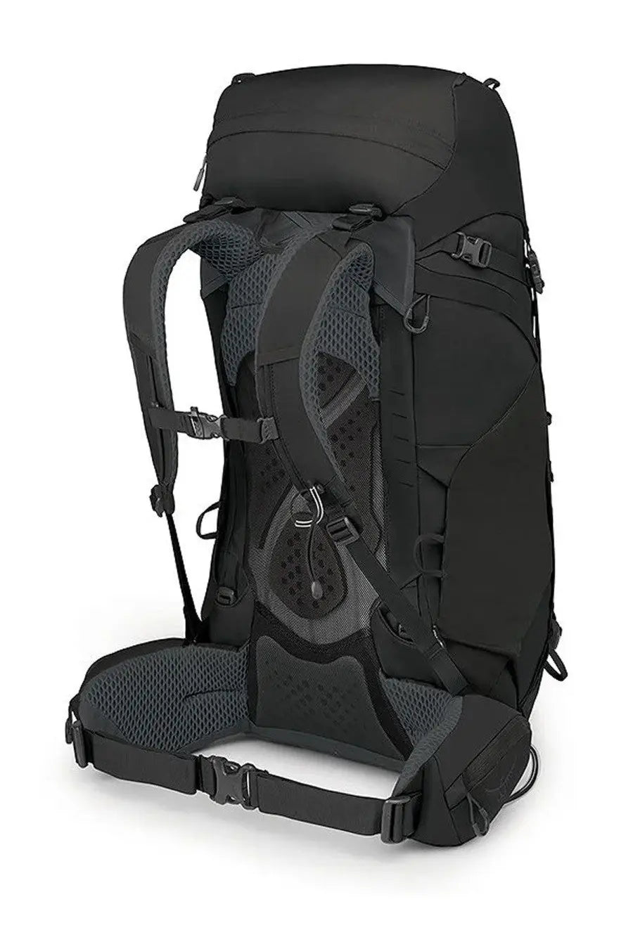 Black osprey unisex zaino kestrel backpack back showing mesh ventilation panels and padded shoulder straps