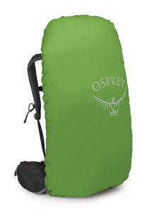 Bright green osprey rain cover with subtle white logo for unisex zaino kestrel blue backpack protection