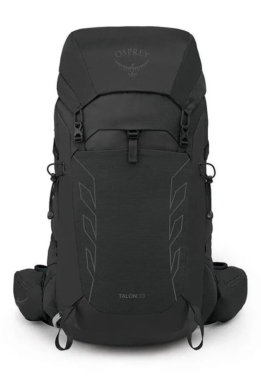 Osprey unisex zaino talon black backpack with subtle gray geometric stitching and durable black fabric material