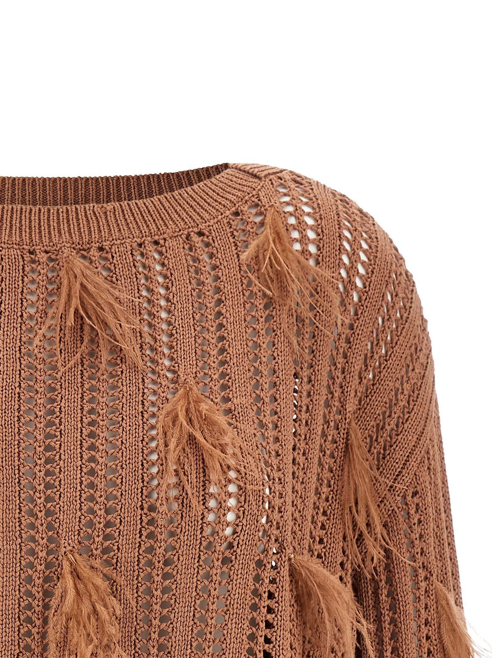 Twin Set Ostrich Feather Sweater Brown