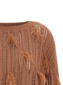 Twin Set Ostrich Feather Sweater Brown