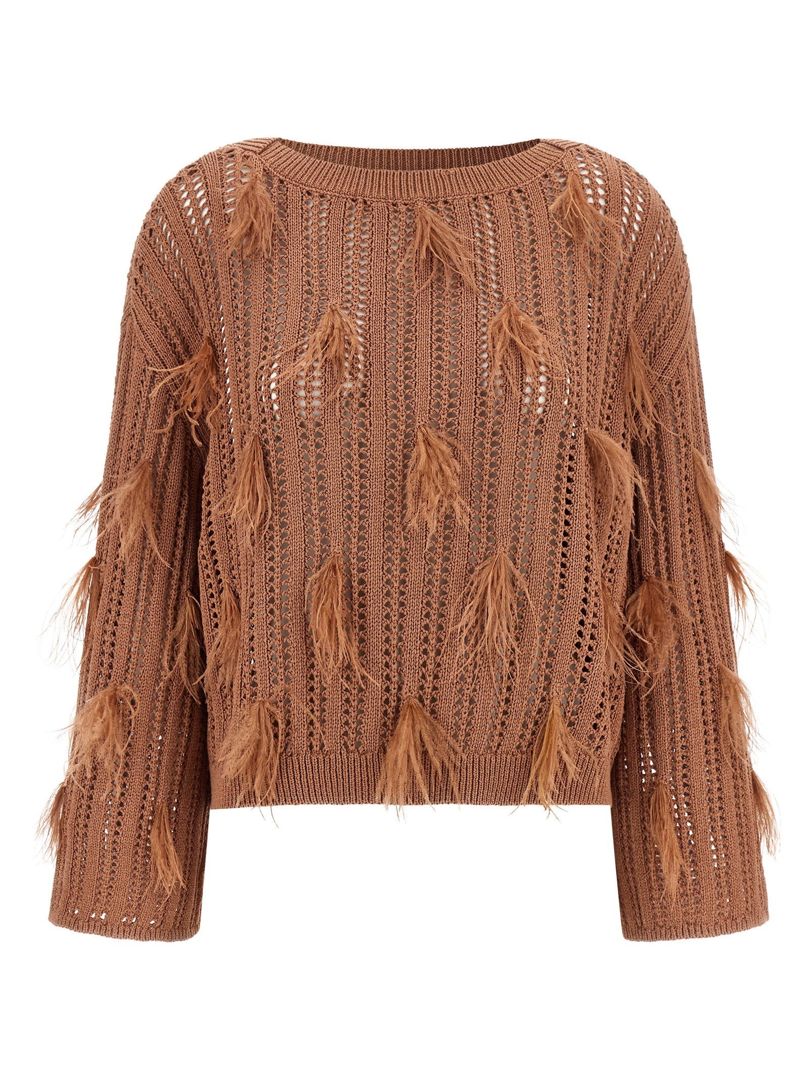 Twin Set Ostrich Feather Sweater Brown