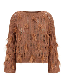 Twin Set Ostrich Feather Sweater Brown