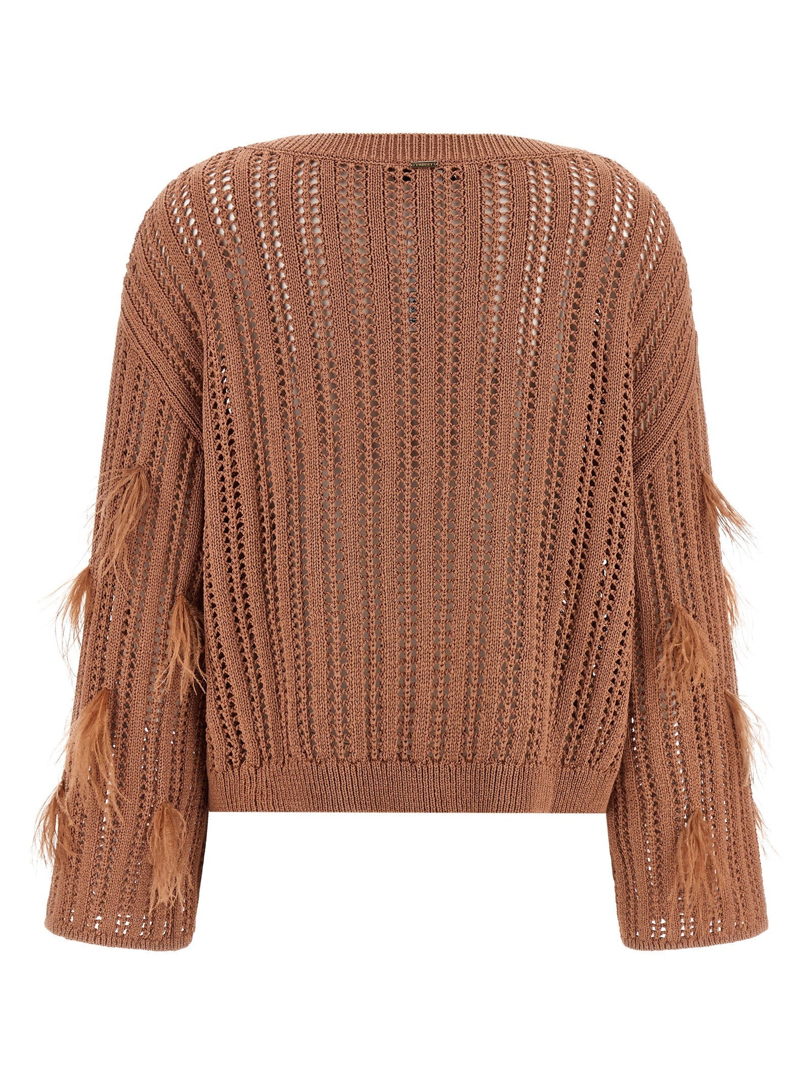 Twin Set Ostrich Feather Sweater Brown