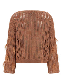 Twin Set Ostrich Feather Sweater Brown