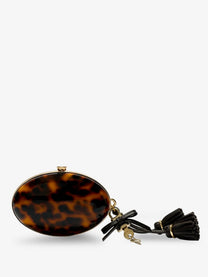 self-portrait Women's Oval Resin Clutch Bag Brown