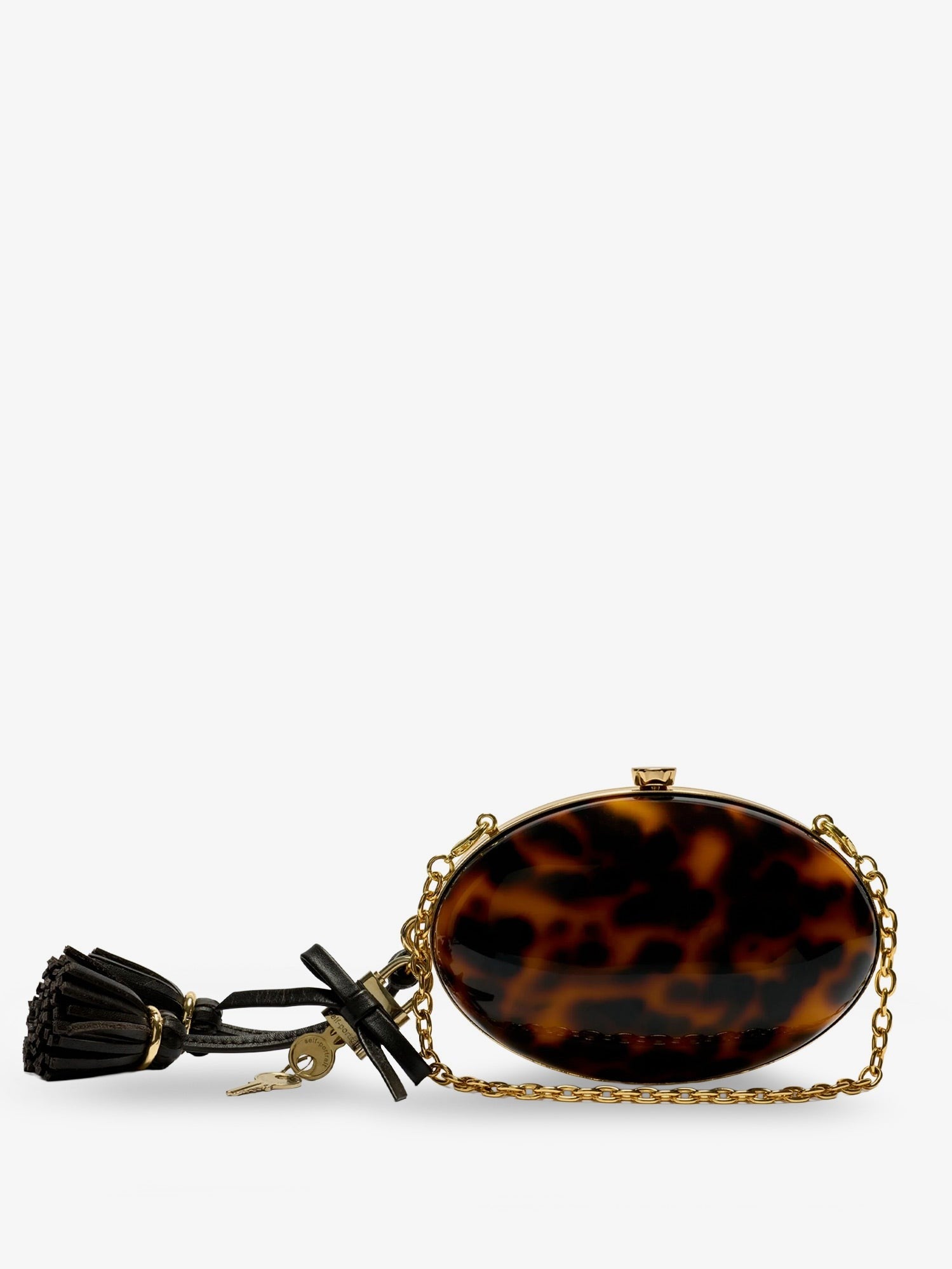 self-portrait Women's Oval Resin Clutch Bag Brown