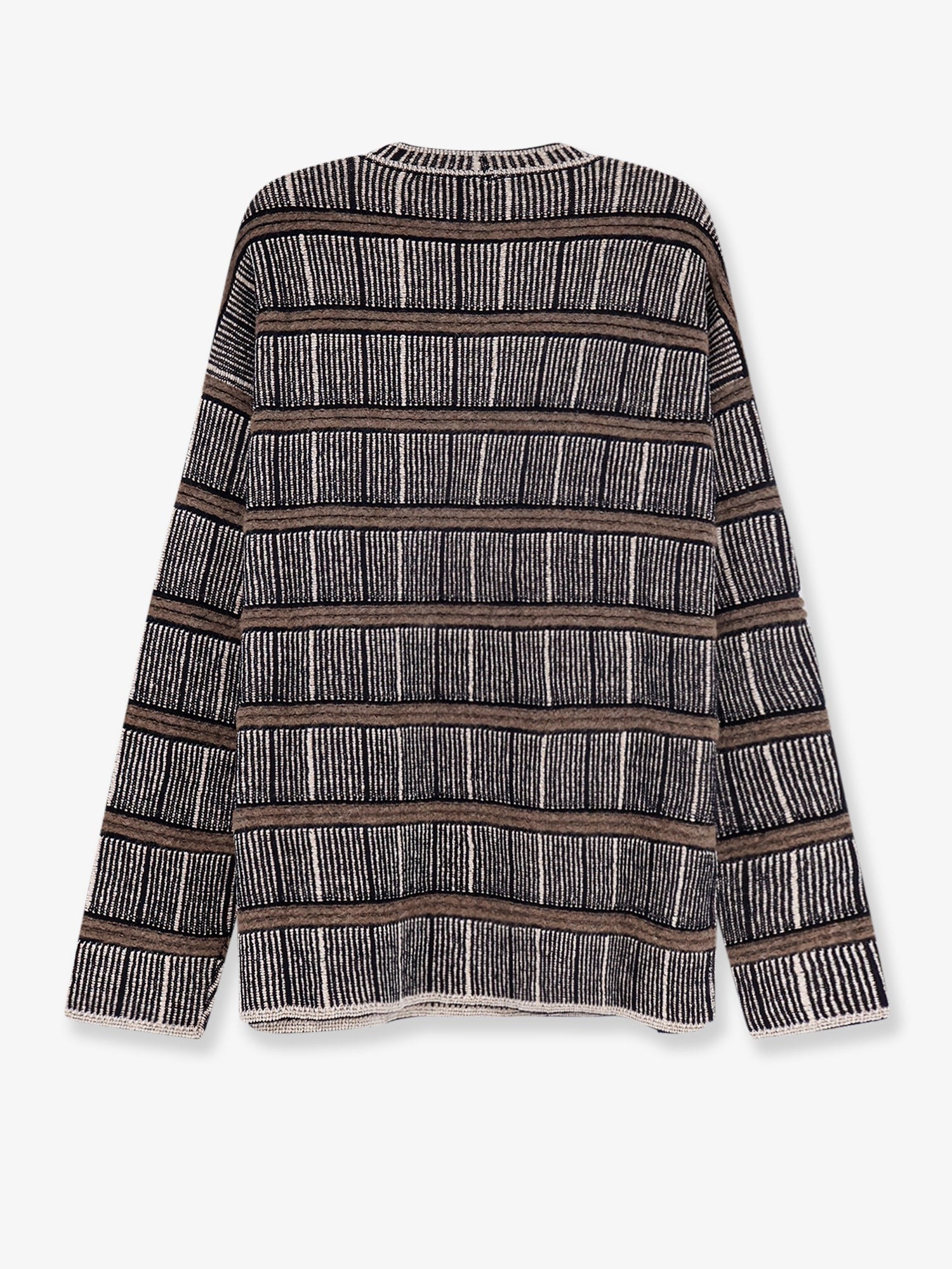 Giorgio Armani Men's Over Striped Virgin Wool and Silk Sweater Black
