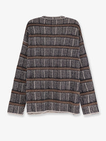 Giorgio Armani Men's Over Striped Virgin Wool and Silk Sweater Black