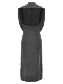 courrèges Over the Shoulder Drapè Dress Grey